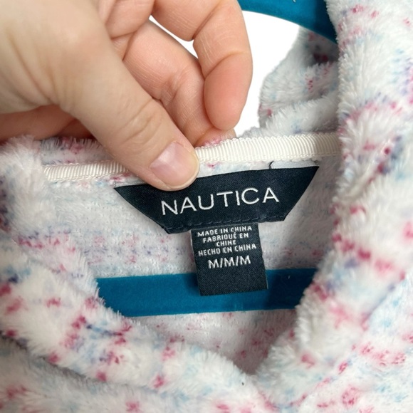 Nautica Plush Fair Isle Print Hooded Cozy Lounge Dress Or Nightgown - Picture 6 of 12